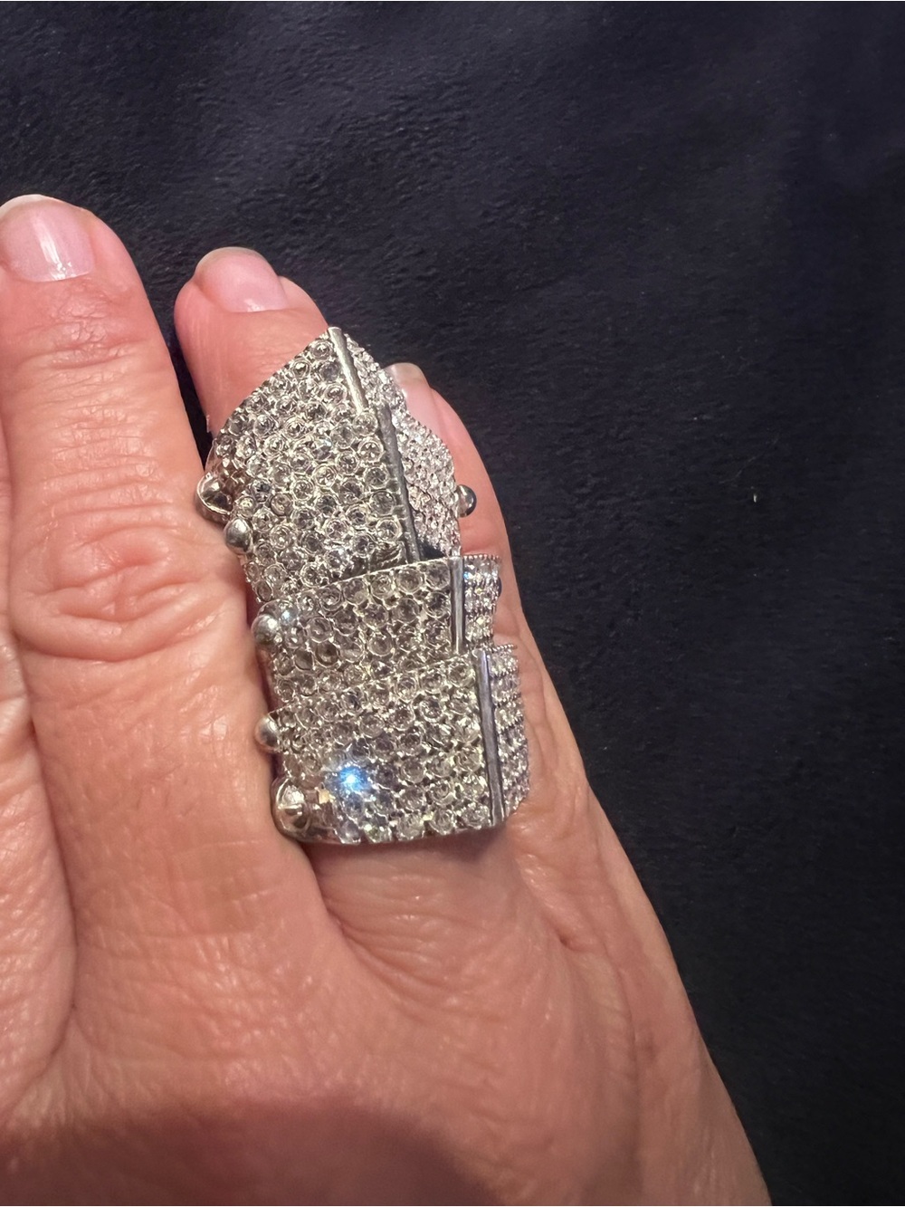Rare Vivienne Westwood Pave Armor ring  - Silver Tone